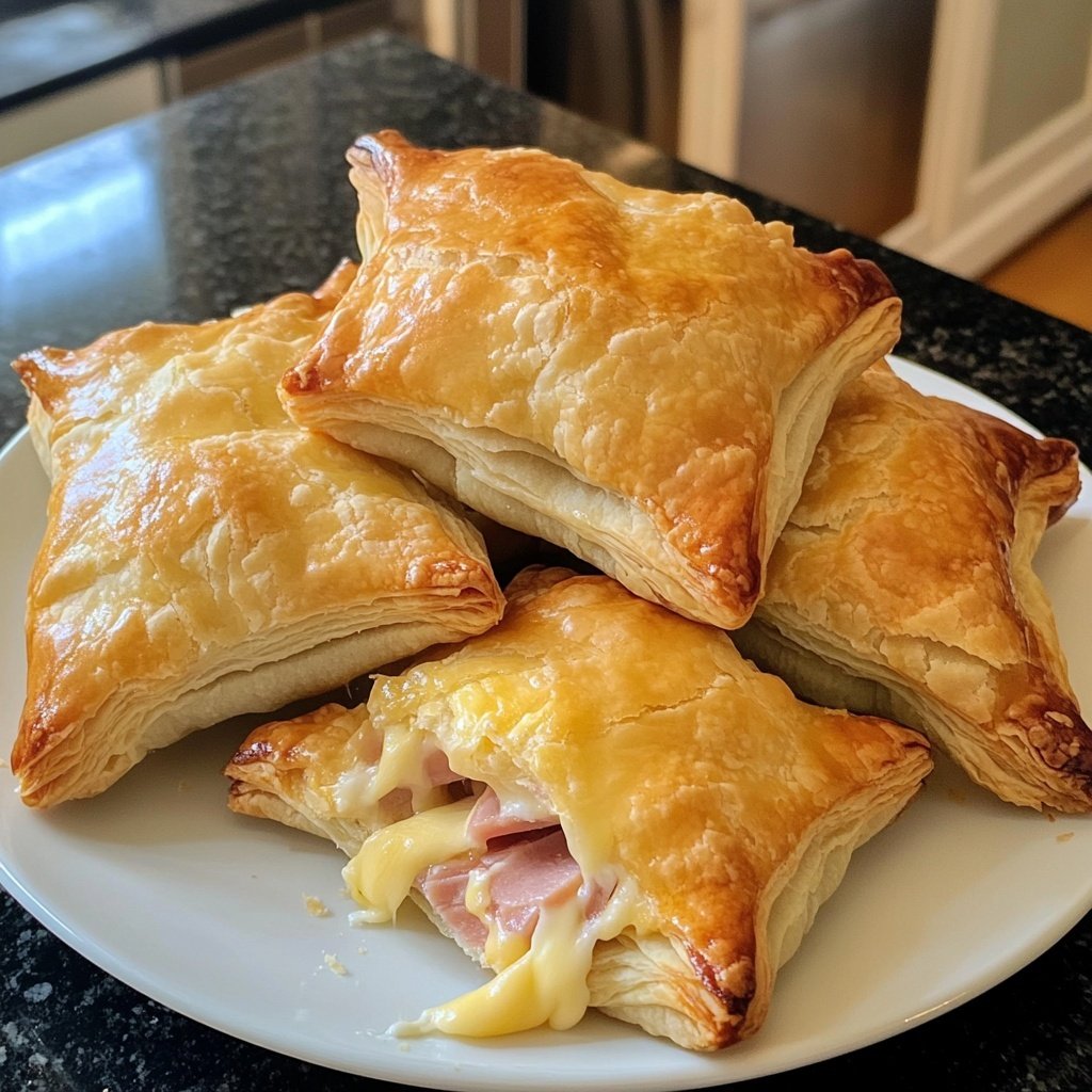 Ham and Cheese Puff Pastry Pockets