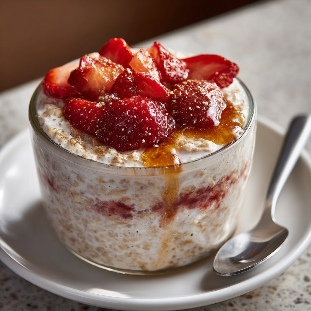 Strawberry Cheesecake Overnight Oats No Bake