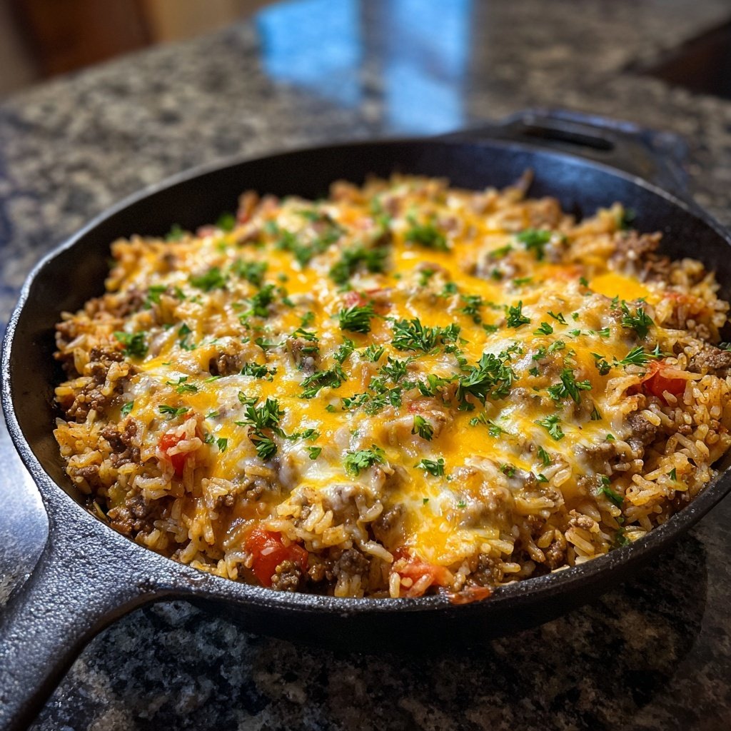 Baked Ground Beef And Rice Skillet